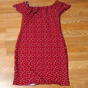 Red dress with hearts mini dress Size small